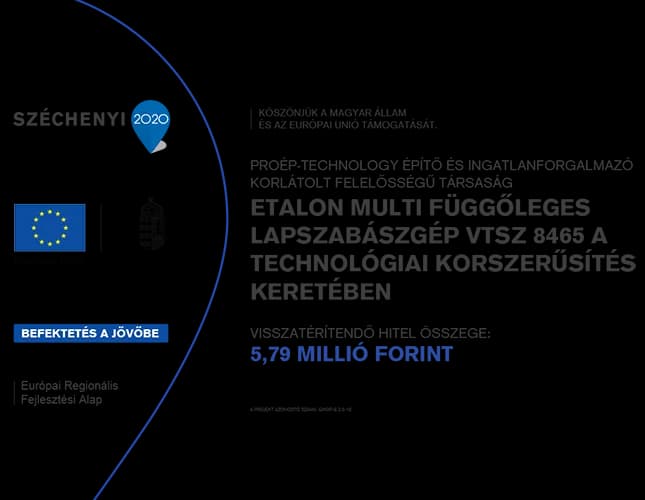 GINOP-8.3.5-18 technológiai korszerűsítés projekttábla