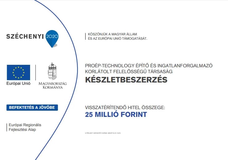 GINOP-8.3.5-18 készletbeszerzés projekttábla